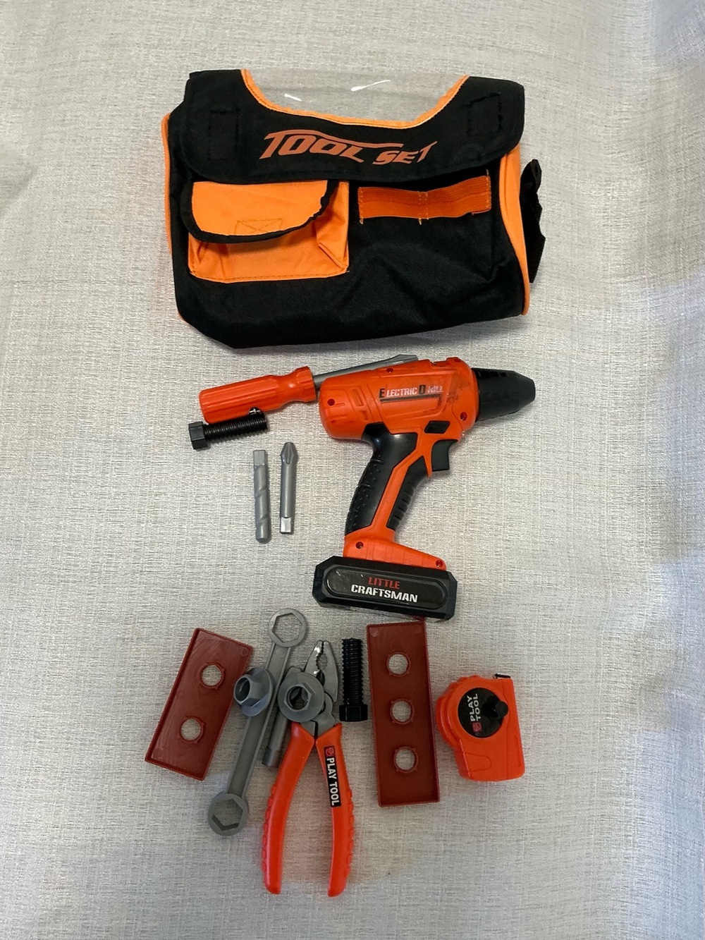 JOYIN Kids Pretend Play Tool Bag Set Power Drill Vest Pliers Tape Measure